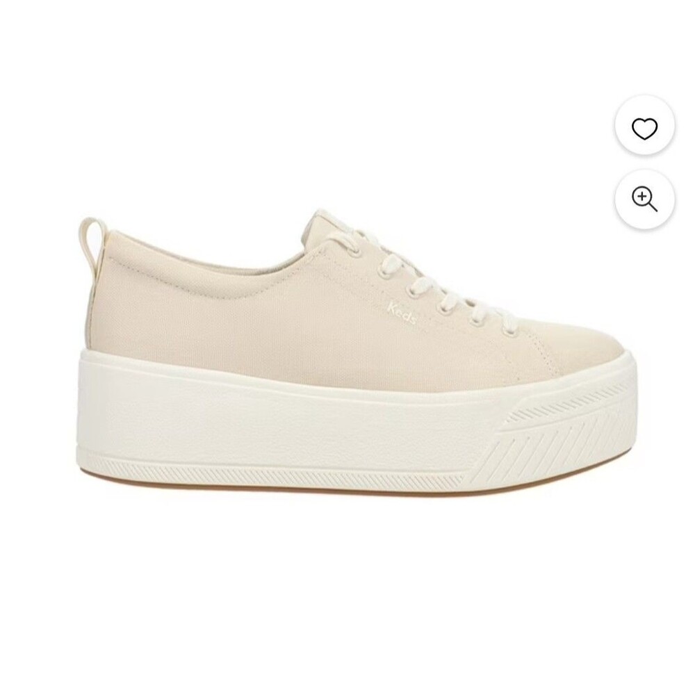 Keds Womens Skylar Canvas Platform Shoes Sz 9.5 Tan Lace-up Casual School Boho